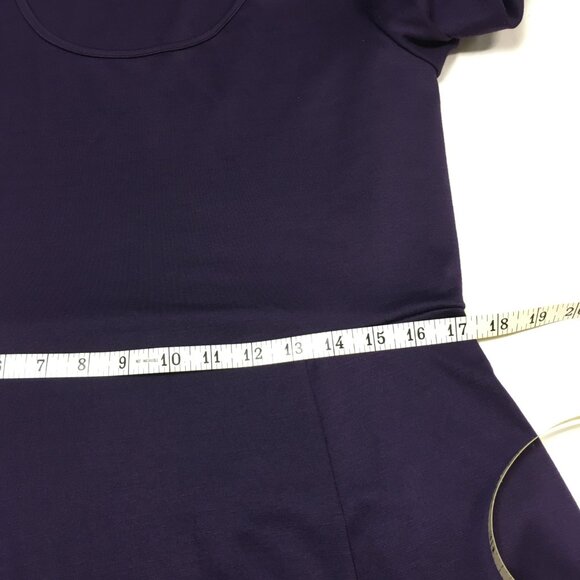 NY Collection Size M Purple Fit And Flare Dress with Ruched Half Sleeve - Picture 8 of 10
